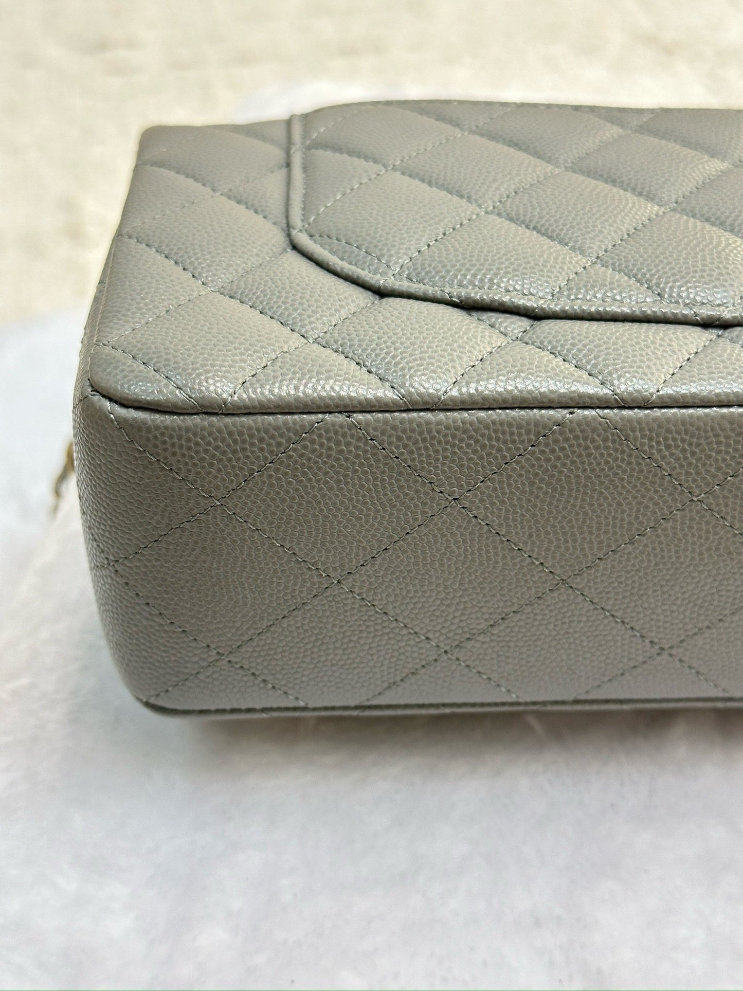 Chanel Small Caviar Quilted Double Flap Grey LGHW