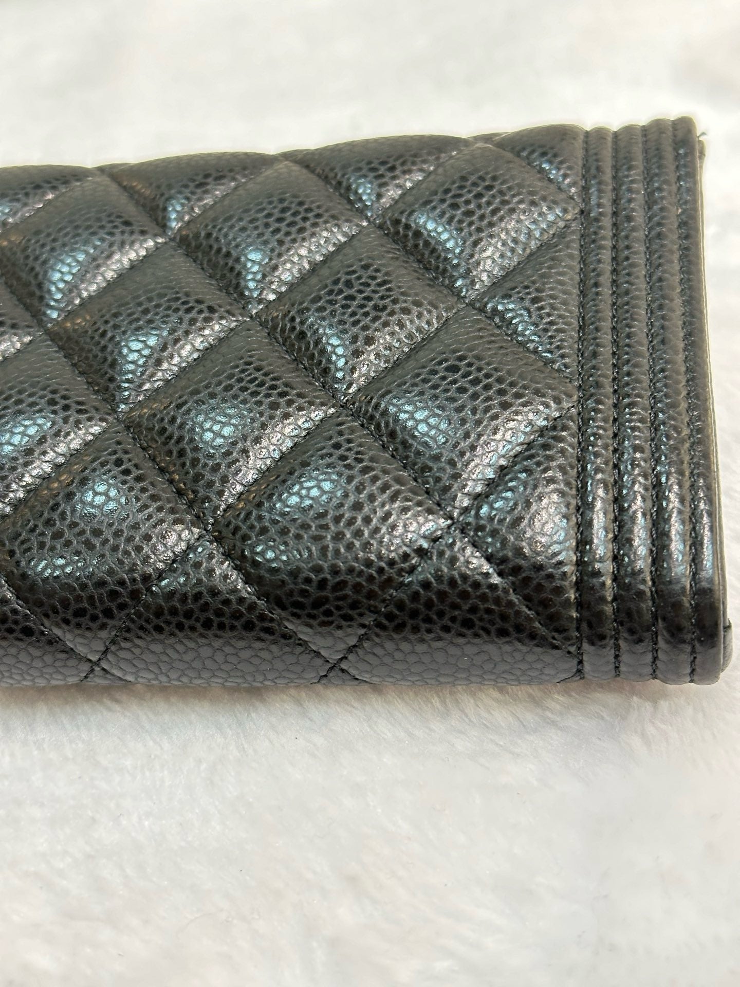 CHANEL LeBoy Flap Wallet Quilted Caviar Black