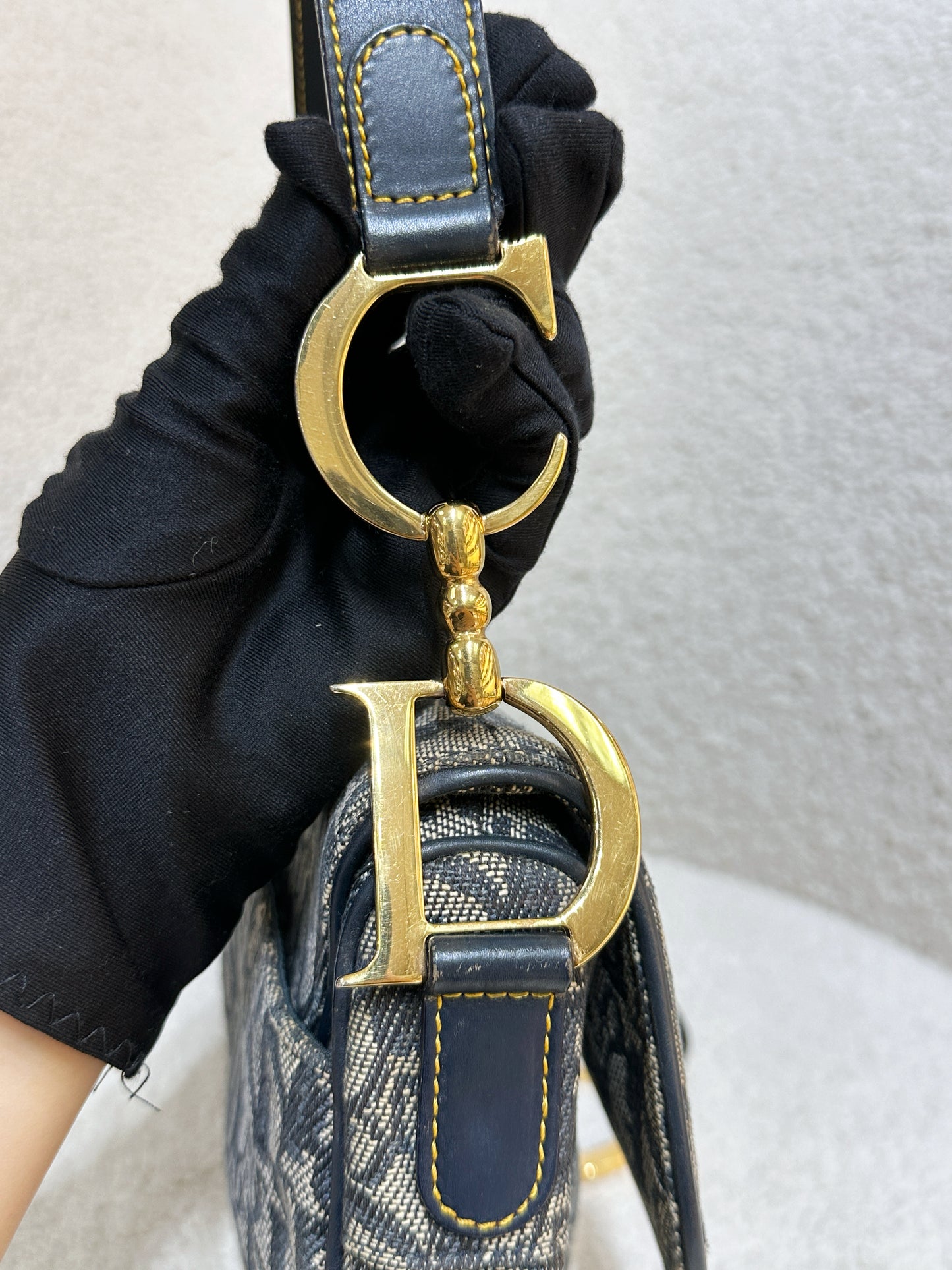 Christian Dior Double Saddle Canvas Navy blue 2001 year
