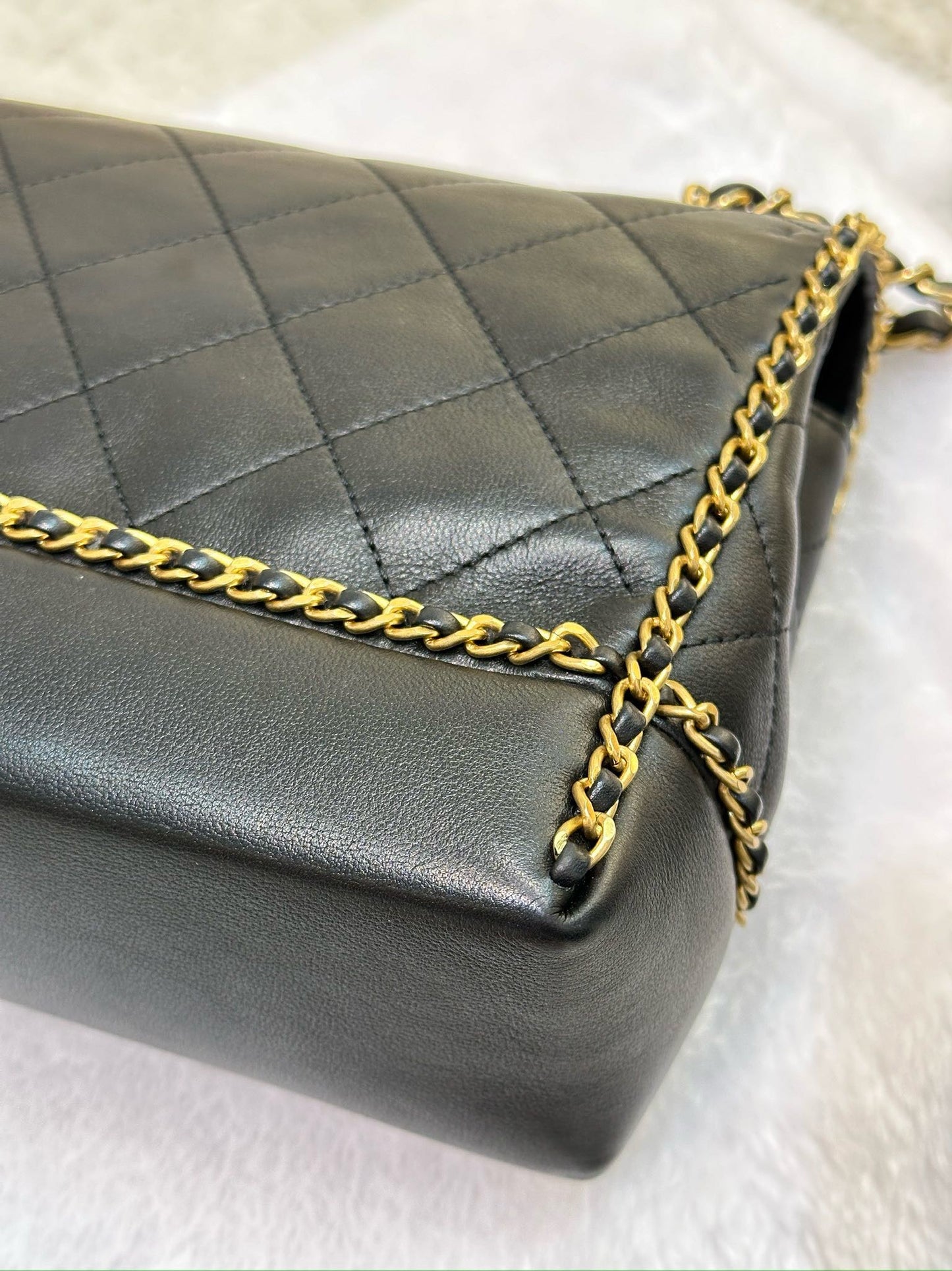 Chanel Small Black Quilted Calfskin Chain Around Single Flap GHW 2021year