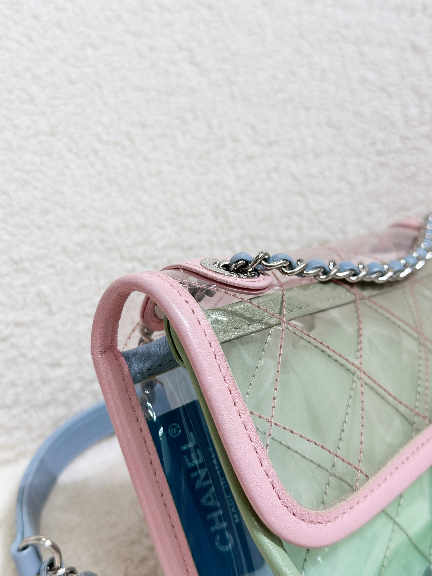 Chanel Coco Splash PVC Mini Flap Bag Pink/Green/Blue 2576 holo card