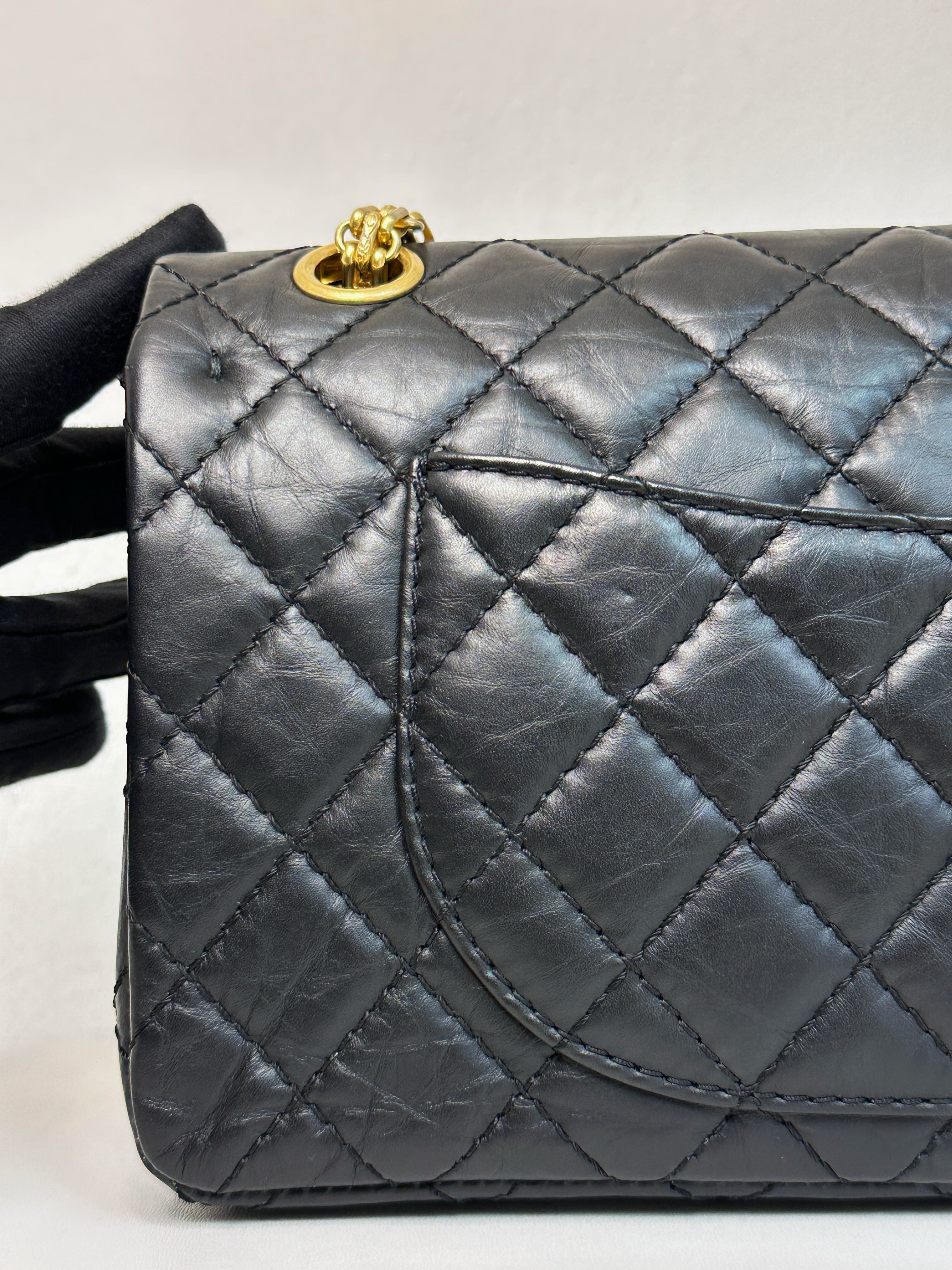 Chanel Small 2.55 Reissue Aged Calfskin Lucky Charms 225 Flap Black GHW