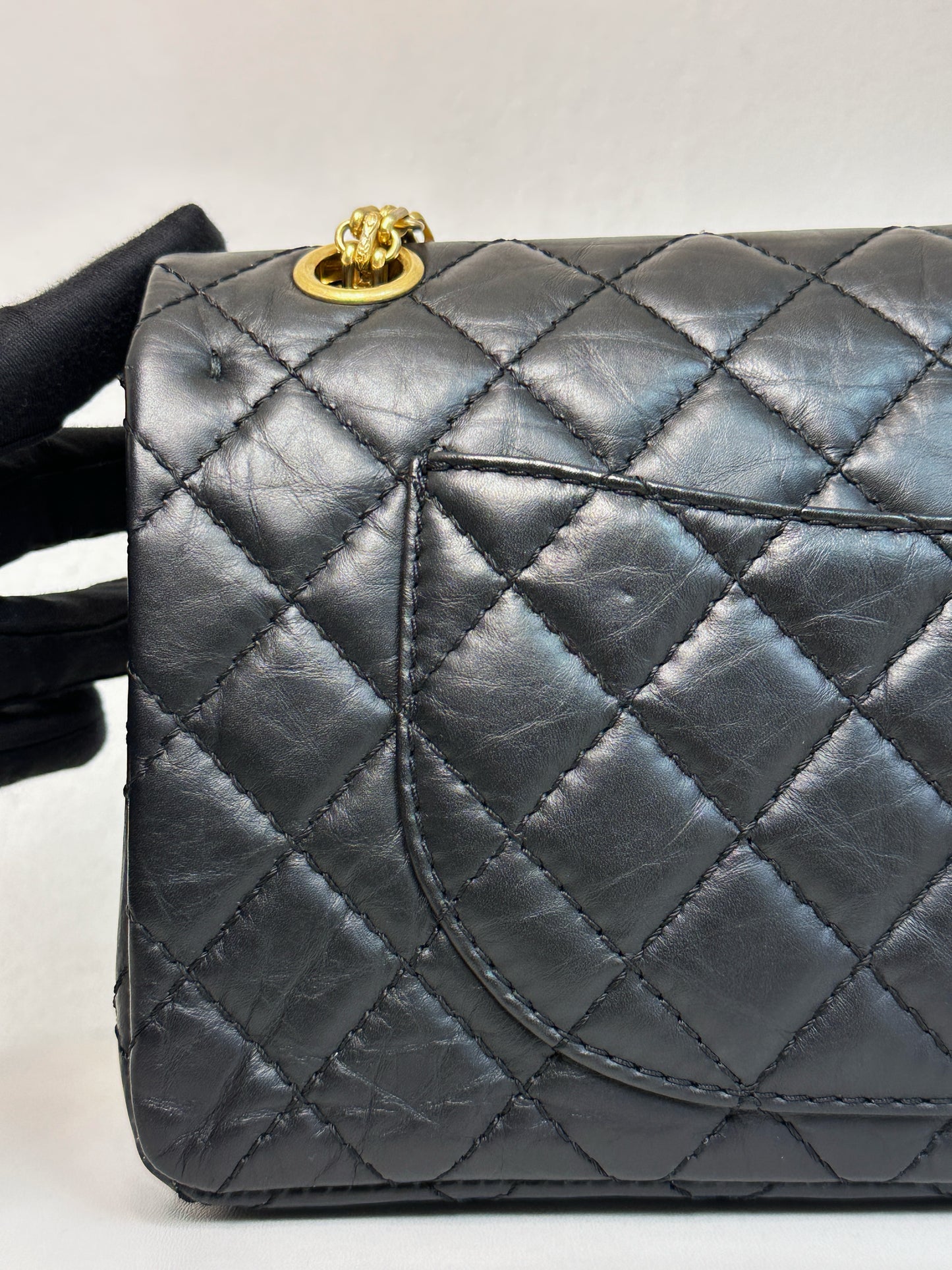 Chanel Small 2.55 Reissue Aged Calfskin Lucky Charms 225 Flap Black GHW