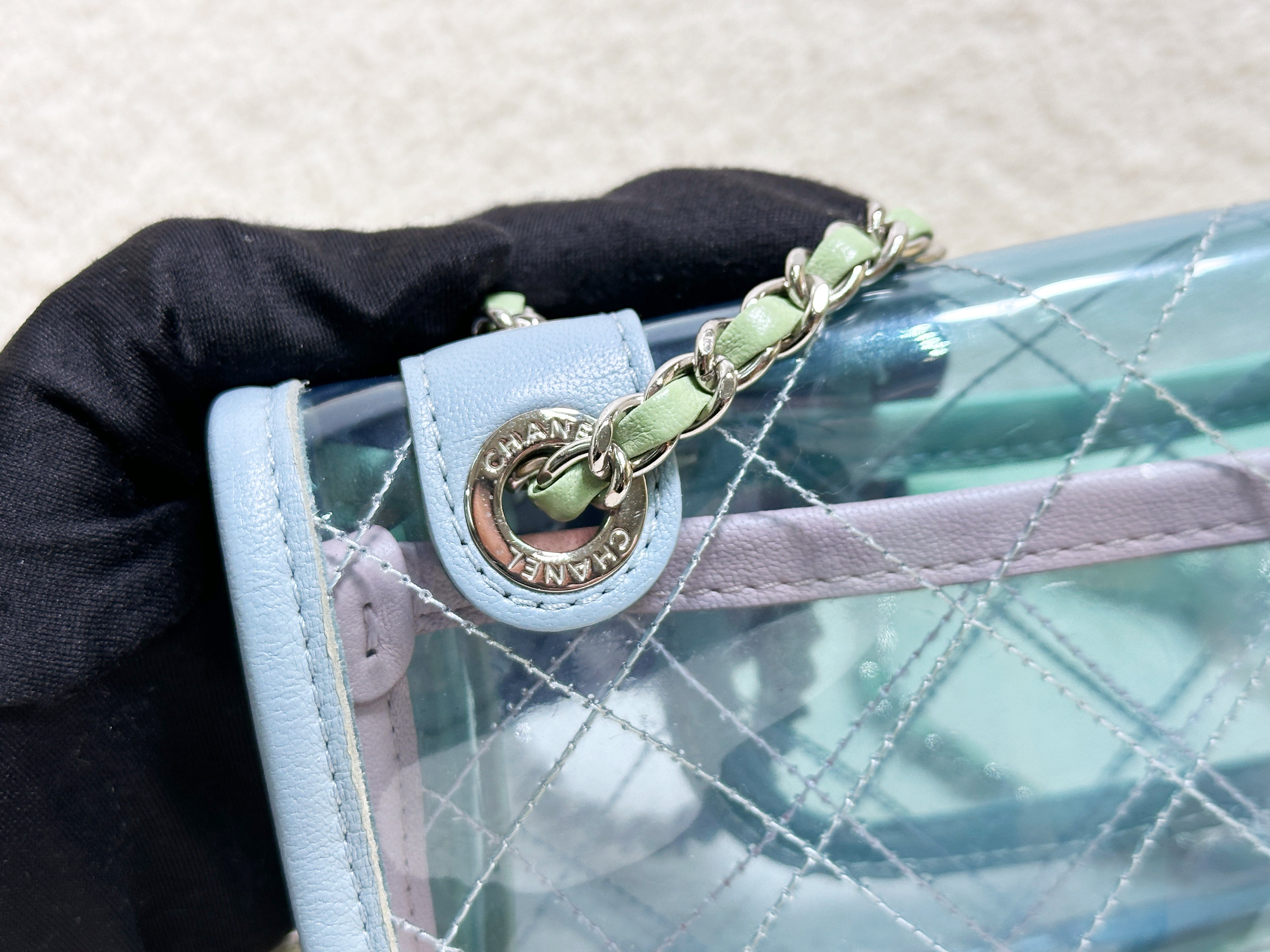 Chanel Coco Splash PVC Mini Flap Bag Blue/Pink/Green 25 holo