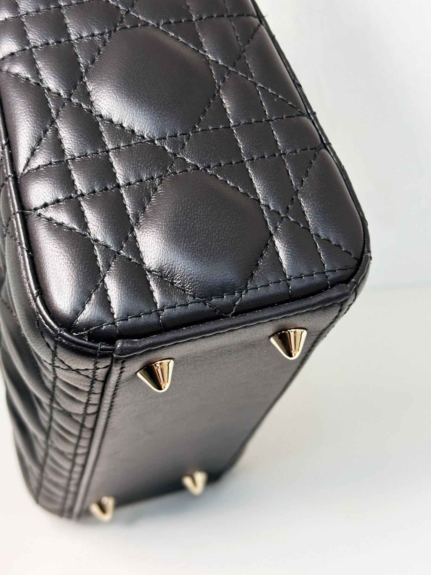 Christian Dior Small Cannage Lambskin My Lady Dior ABC Bag Black GHW