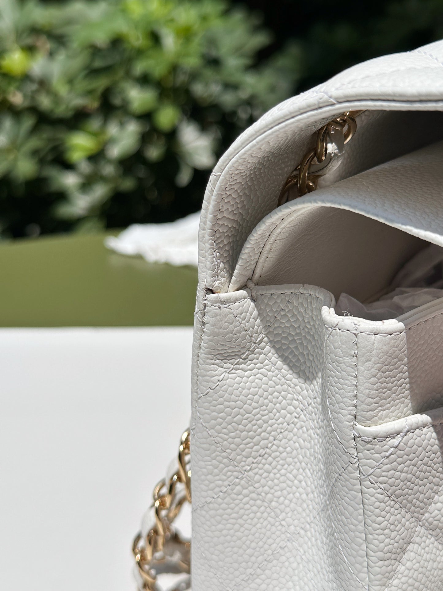 Chanel White Caviar Medium Classic Double Flap Bag 1350 holo