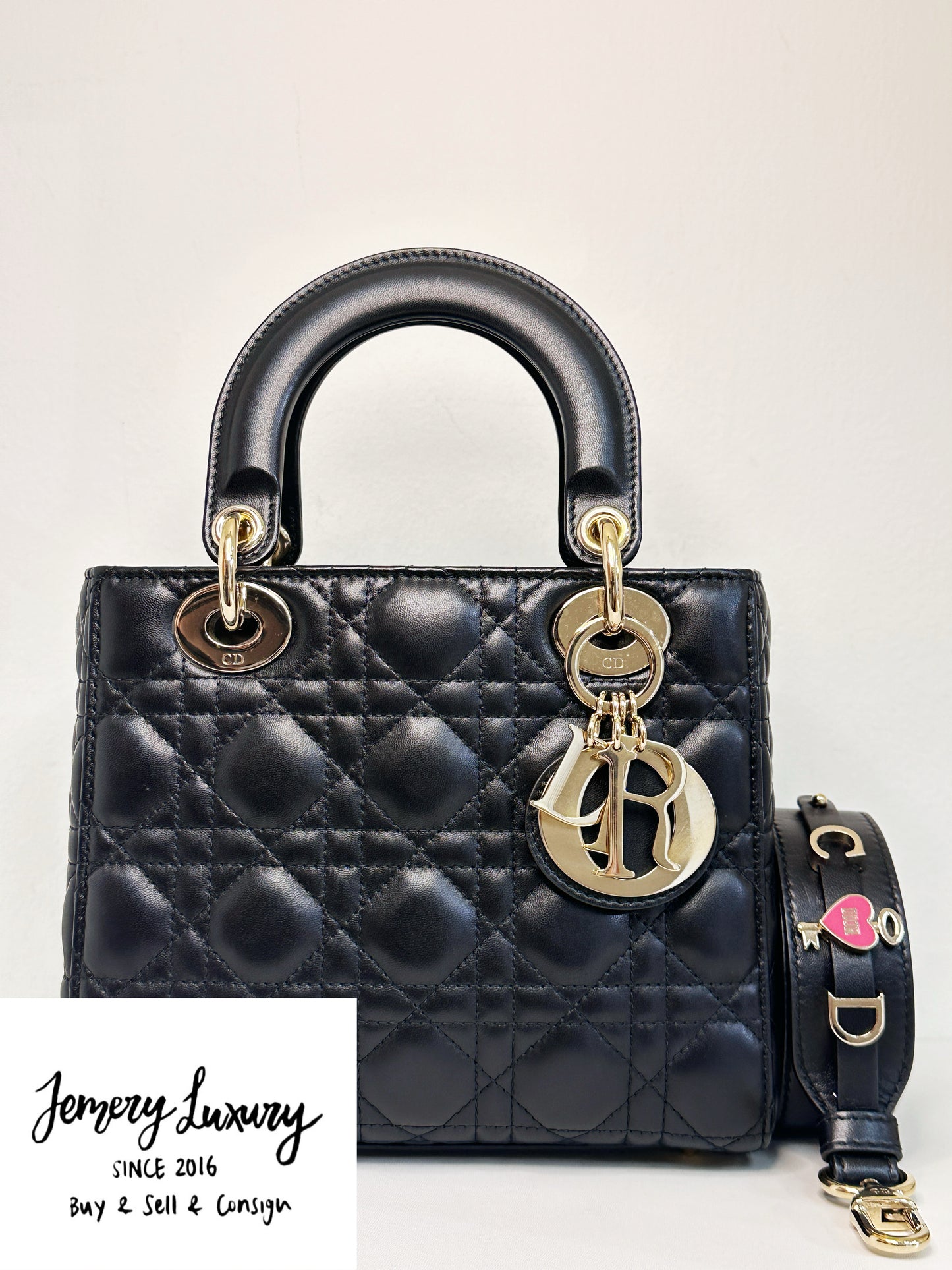CHRISTIAN DIOR Lambskin Cannage Small My ABCDior Lady Dior Black GHW