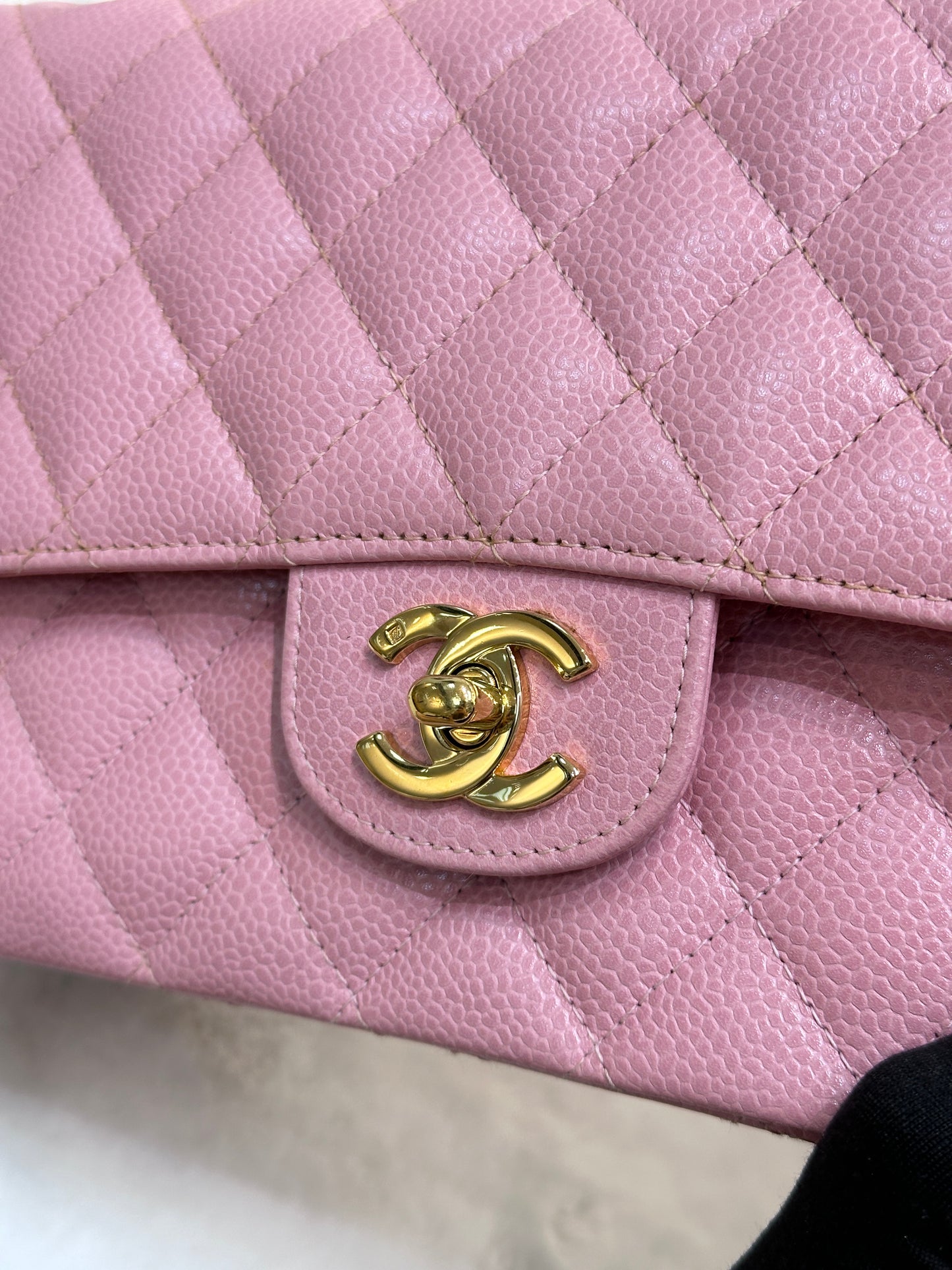 Chanel Medium Vintage Sakura Pink Caviar Classic Double Flap Bag 24K GHW