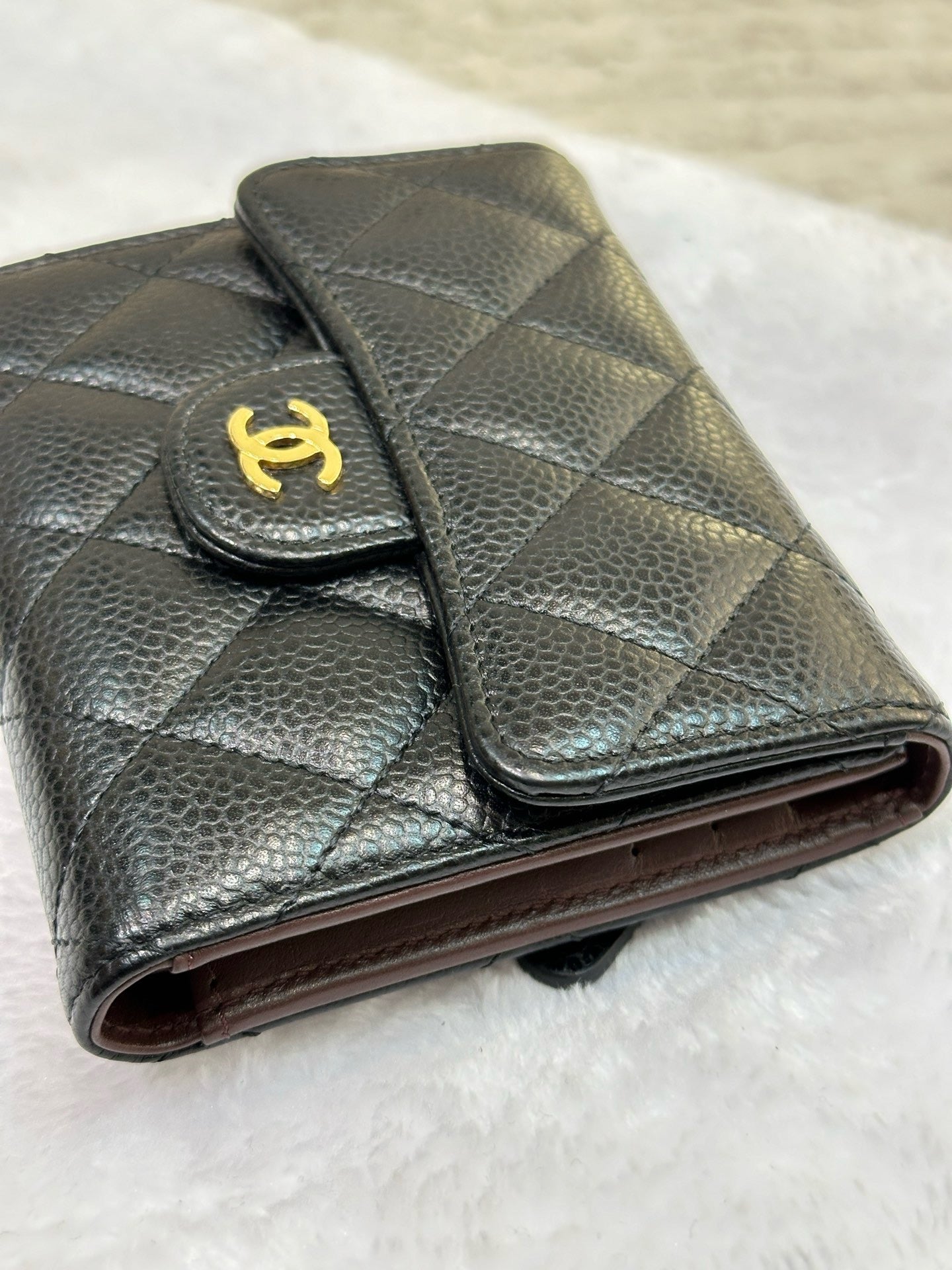 Chanel Flap Wallet Black Caviar GHW GPT tag