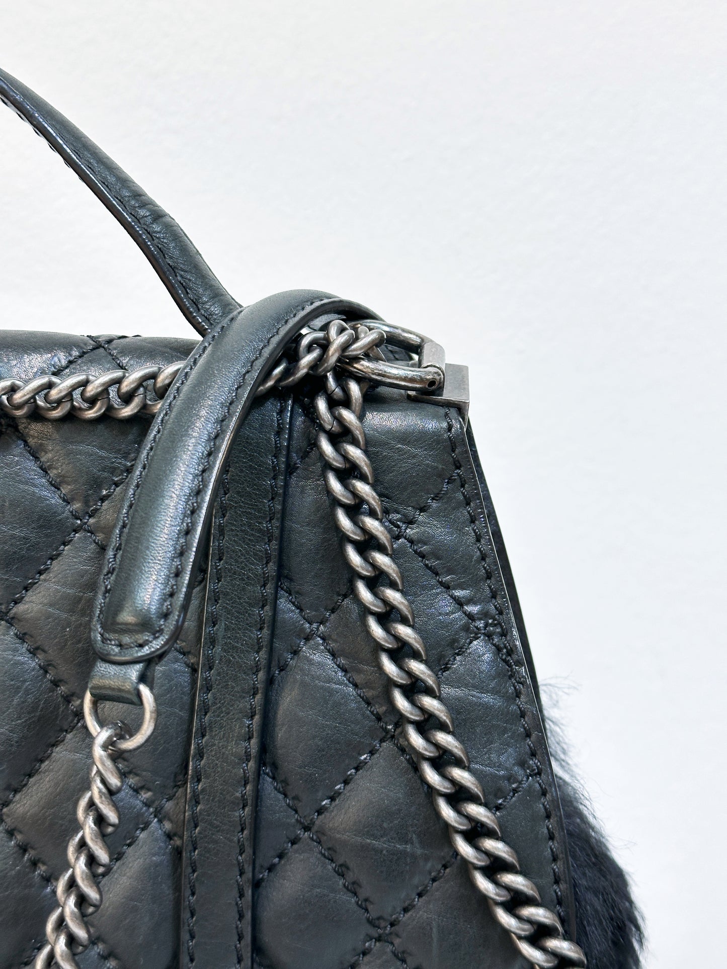 Chanel Paris-Dallas Double Flap Bag Quilted Calfskin and Fur Large