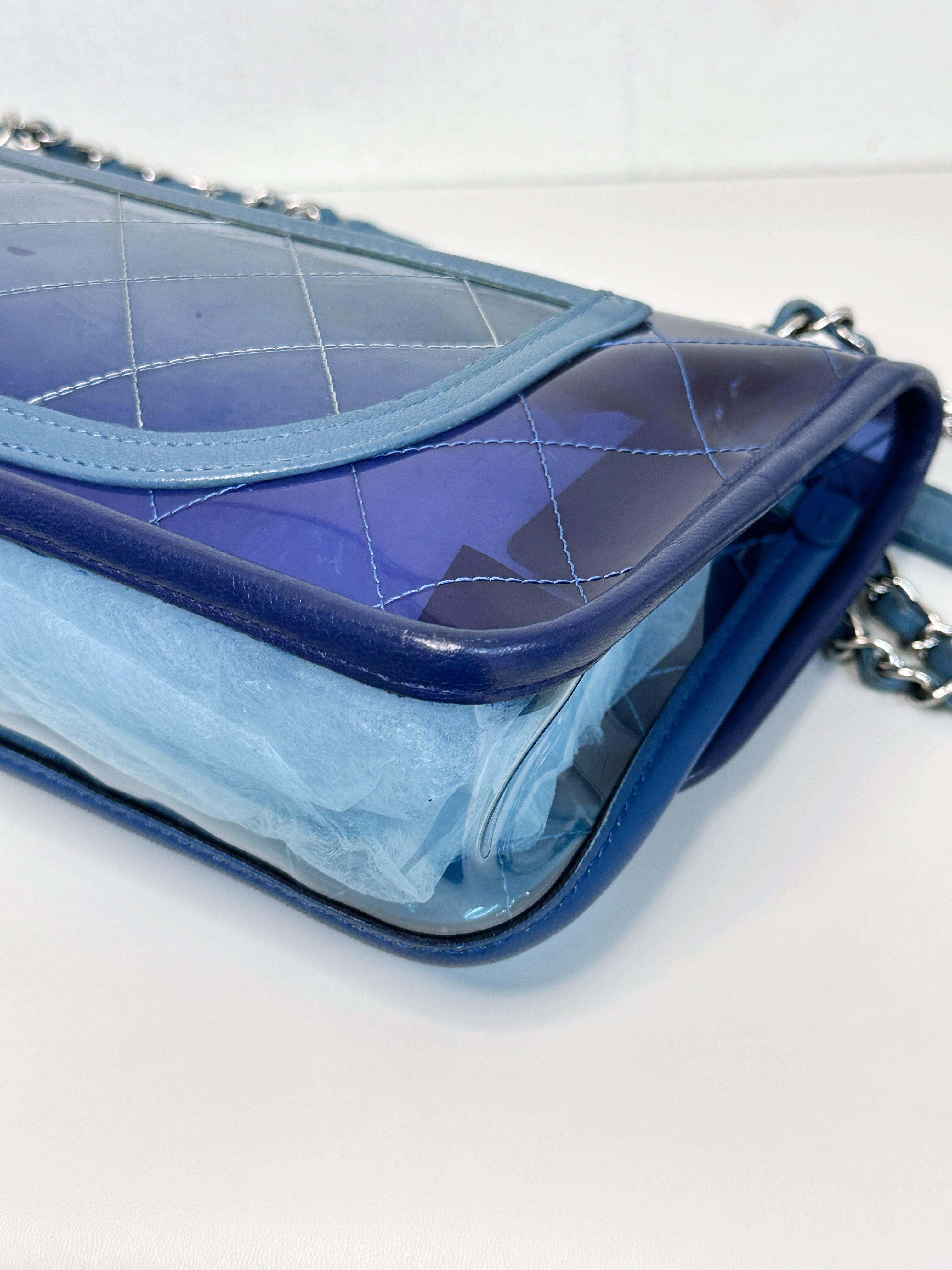 Chanel Blue Coco Splash PVC Medium Flap Bag 2583 holo