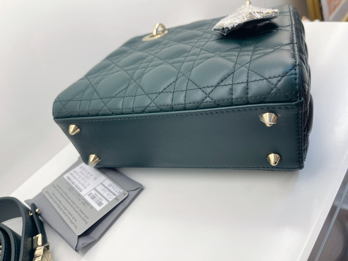 My Lady Dior ABC Small Dark Green  in Lambskin Flap Bag Gold Hardware M0538