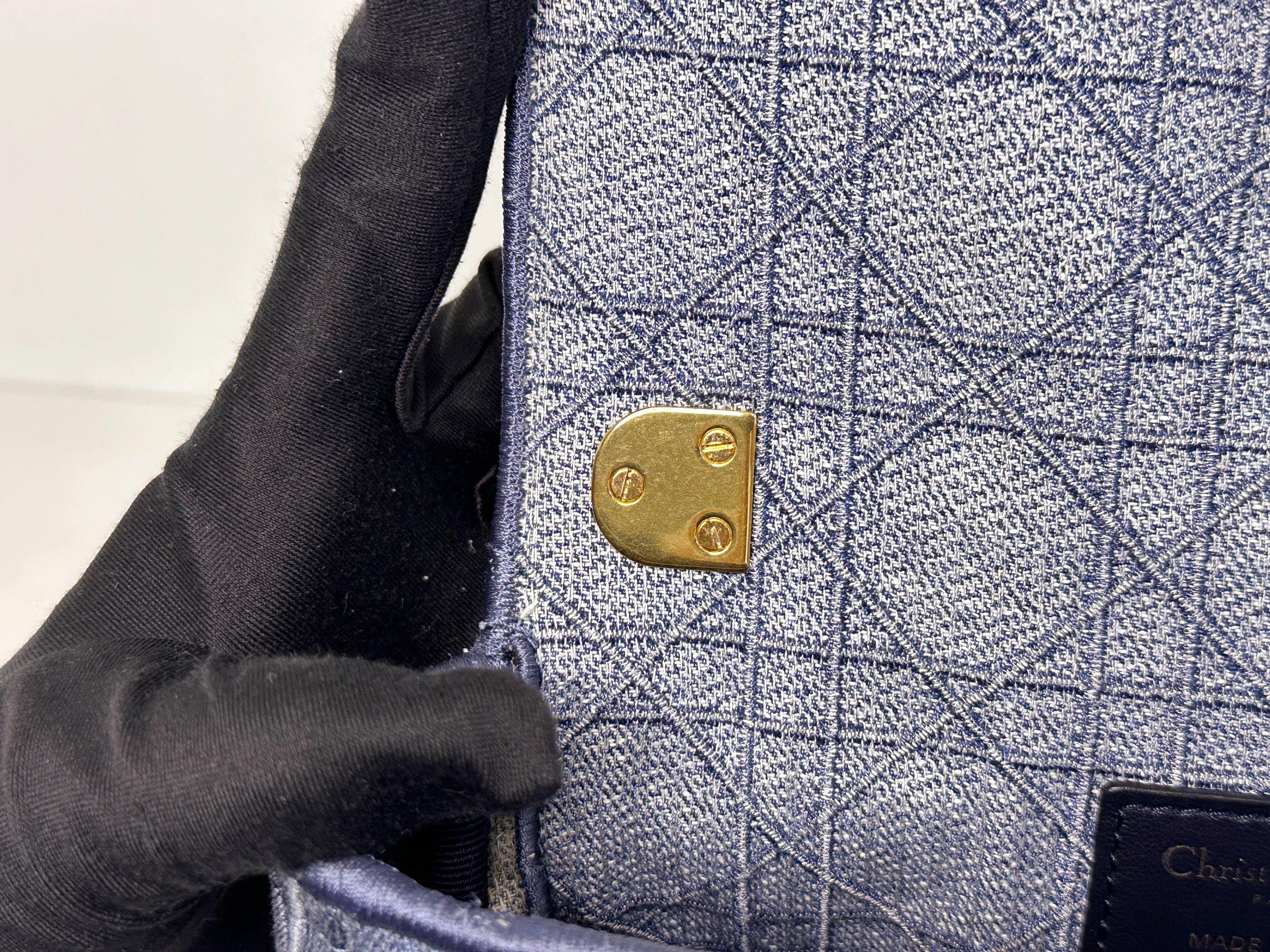 Christian Dior Denim Cannage Small Caro Bag Blue