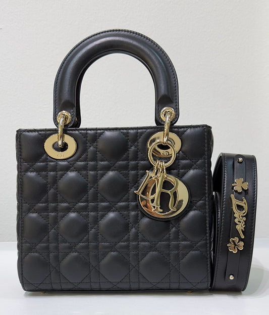 Christian Dior Small Cannage Lambskin My Lady Dior ABC Bag Black GHW