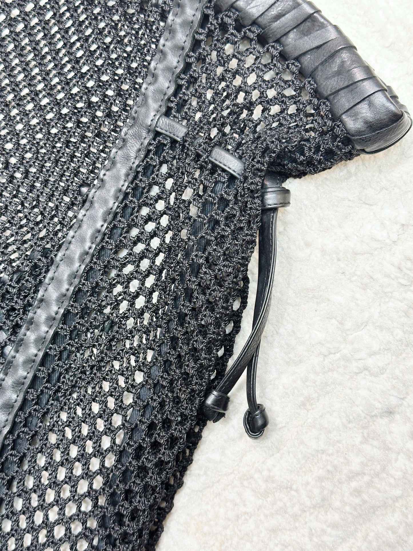 Chanel Limited Edition Resort 2011 Black Fringe Mesh Tote Bag 1373 holo card