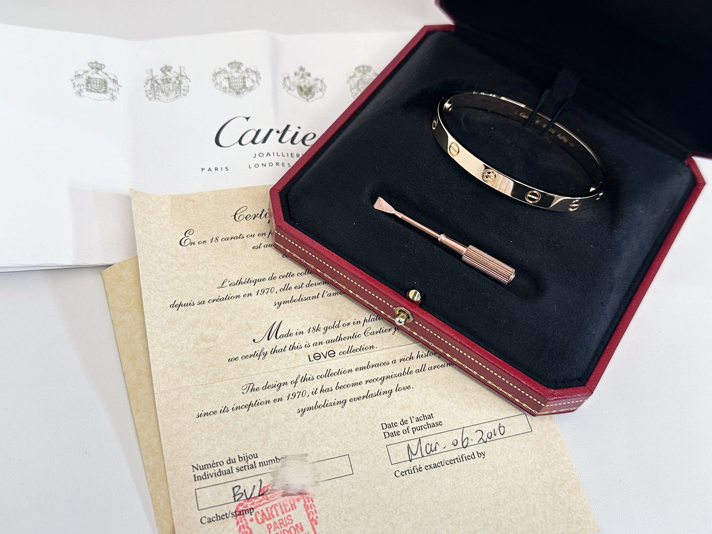 Cartier Love Bracelet Classic Model 18K Rose Gold BVLXXX