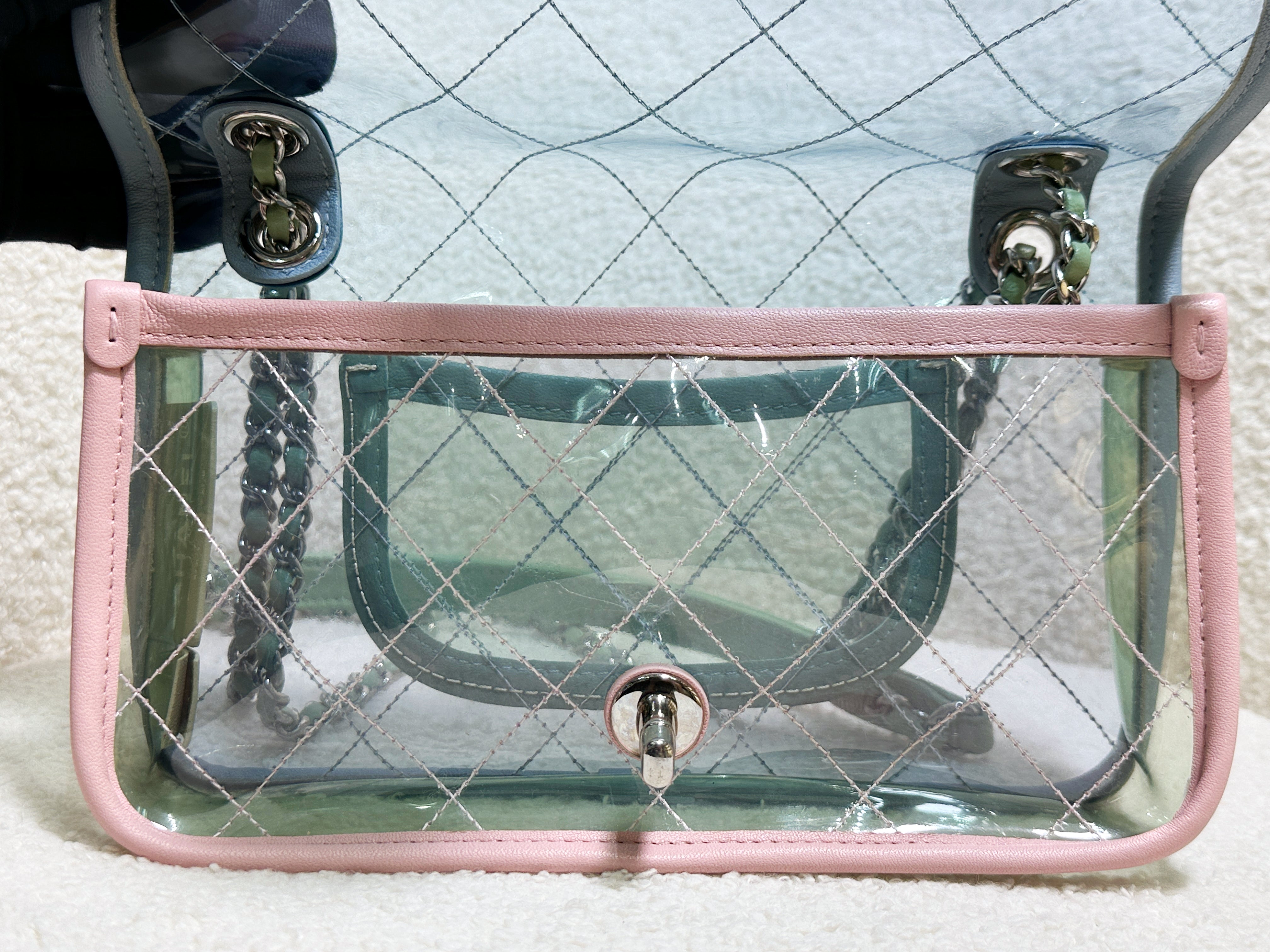 Chanel Coco Splash PVC Mini Flap Bag Blue/Pink/Green 25 holo