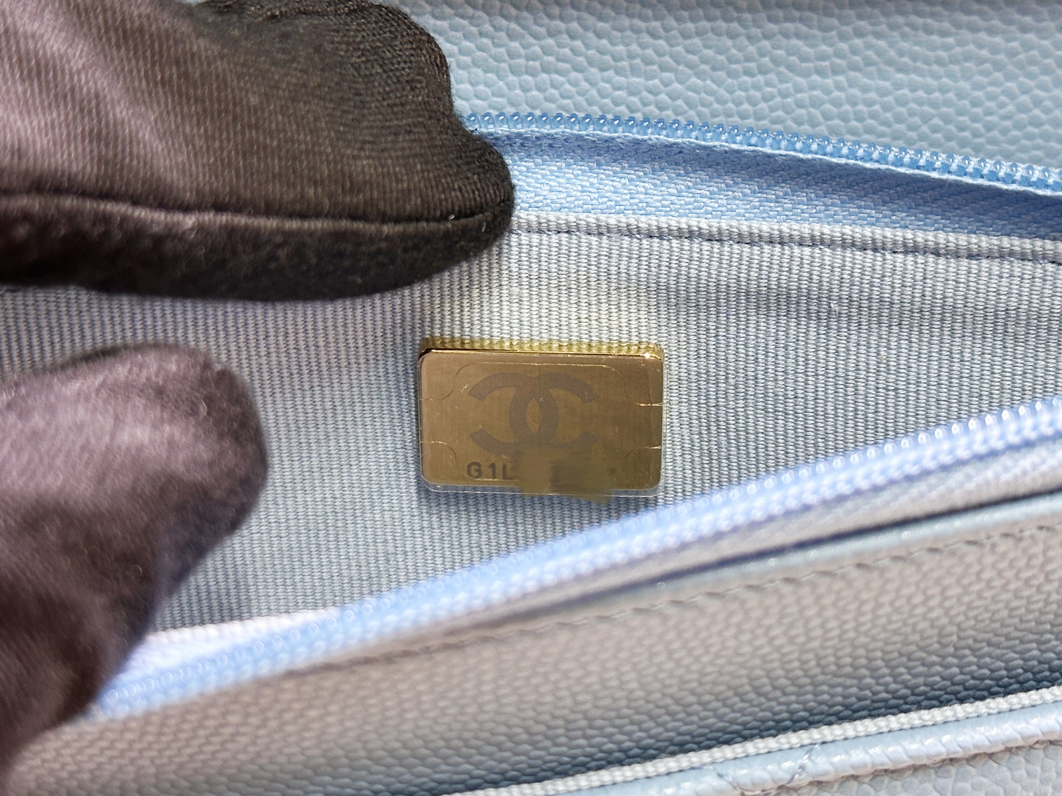 Chanel Classic Wallet on Chain Caviar Blue GHW G1L4 microchip