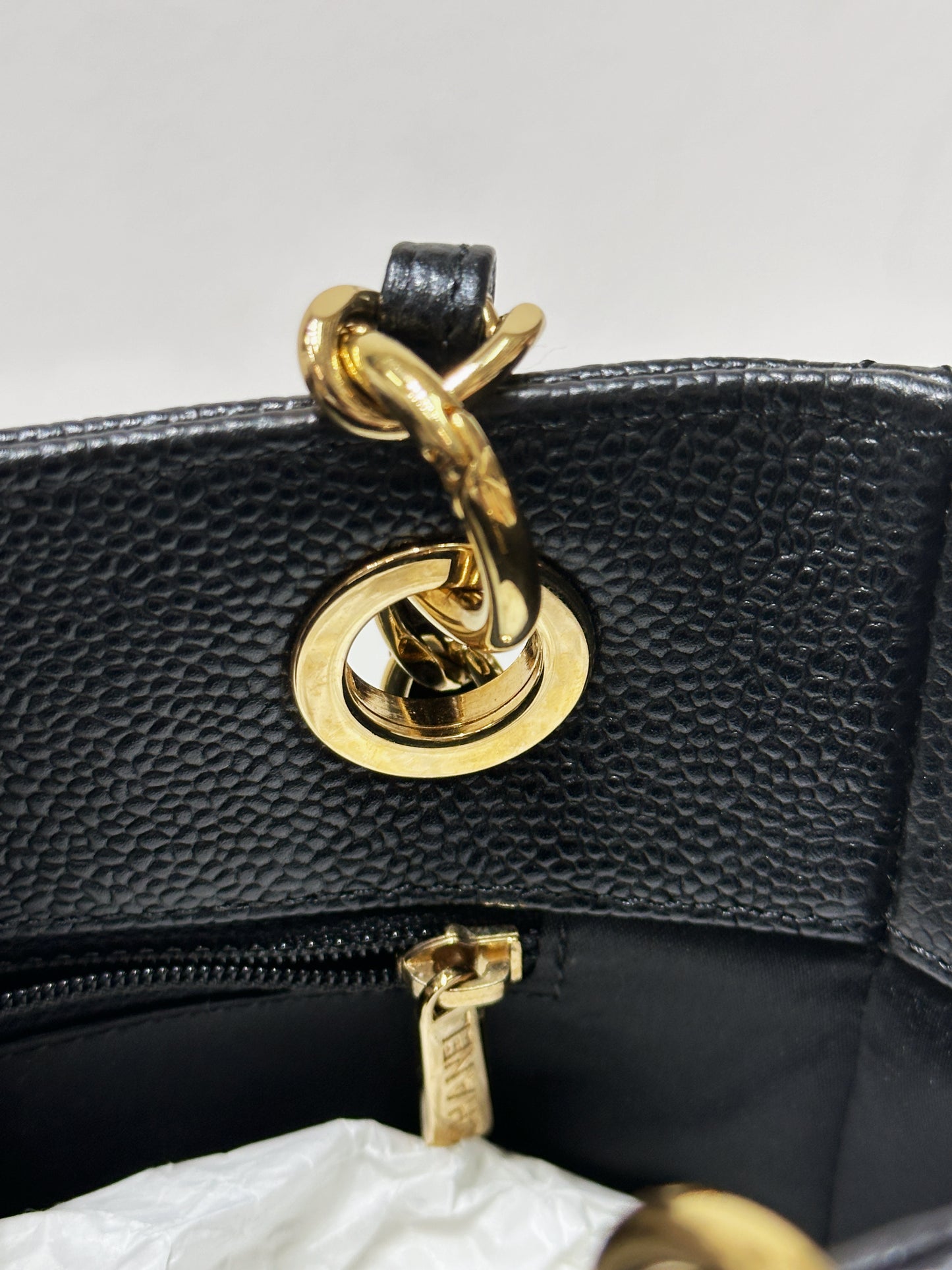 Chanel Caviar Quilted Petit Shopping Tote PST Black GHW 1608 holo card