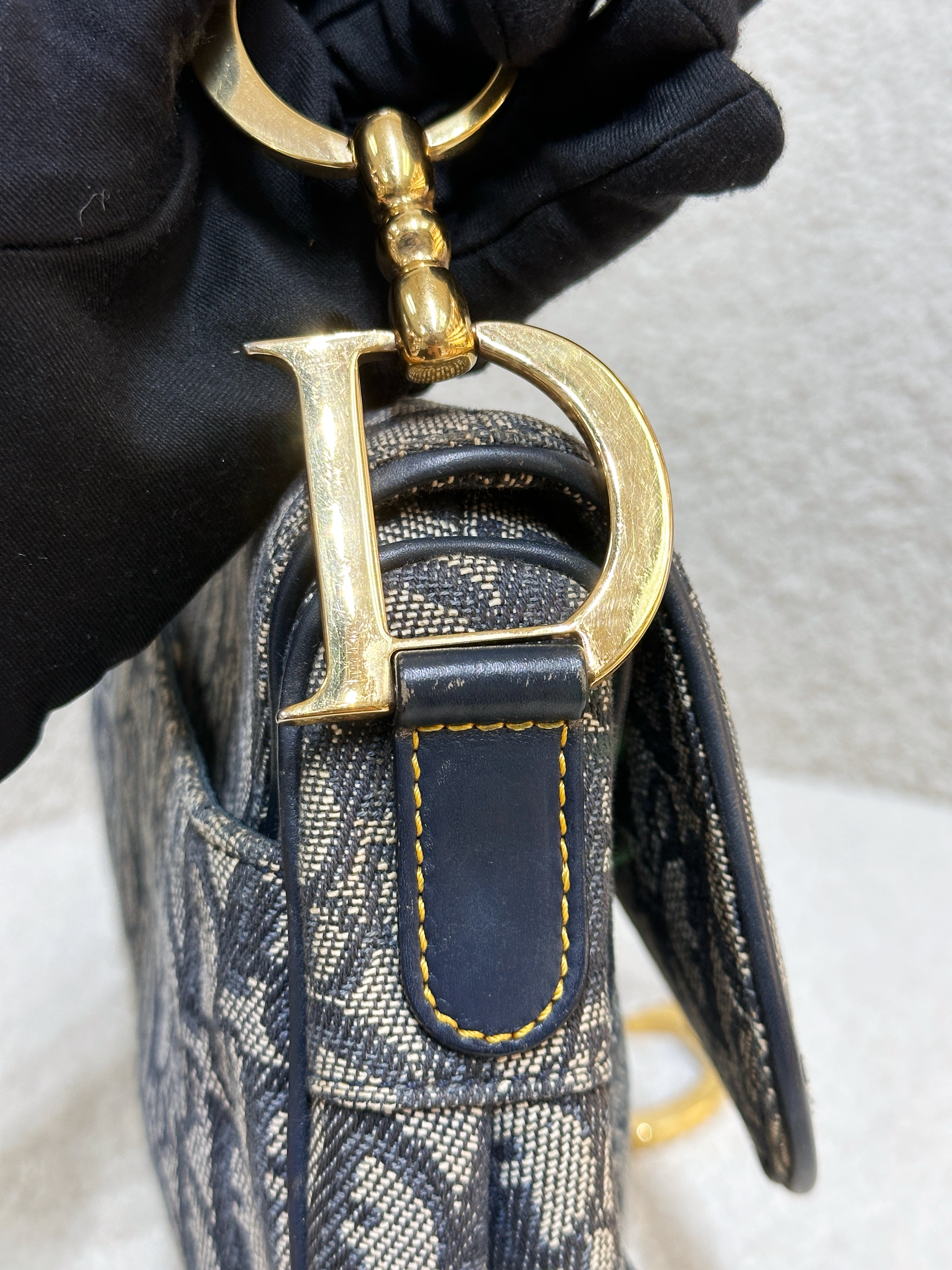 Christian Dior Double Saddle Canvas Navy blue 2001 year