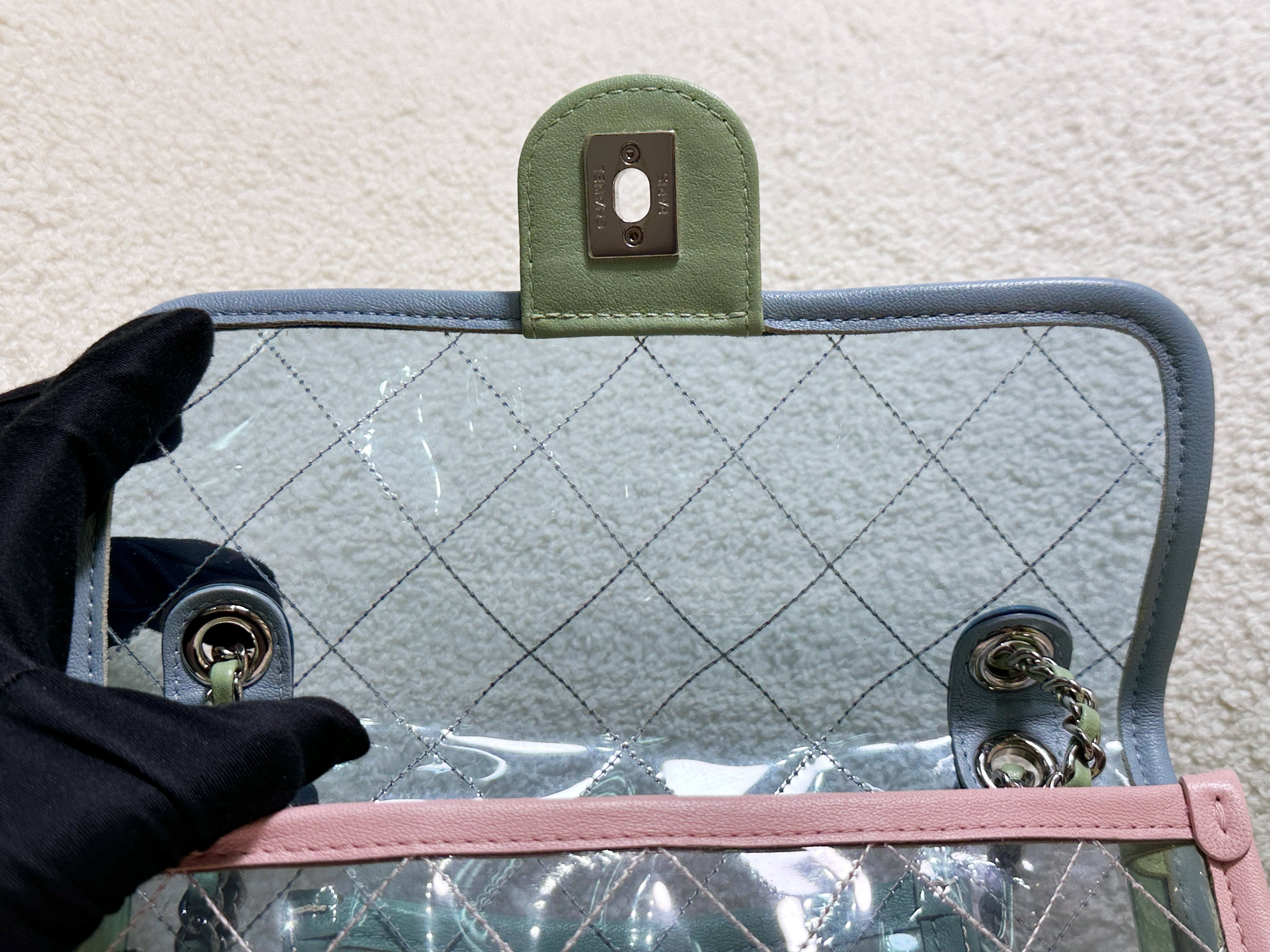 Chanel Coco Splash PVC Mini Flap Bag Blue/Pink/Green 25 holo