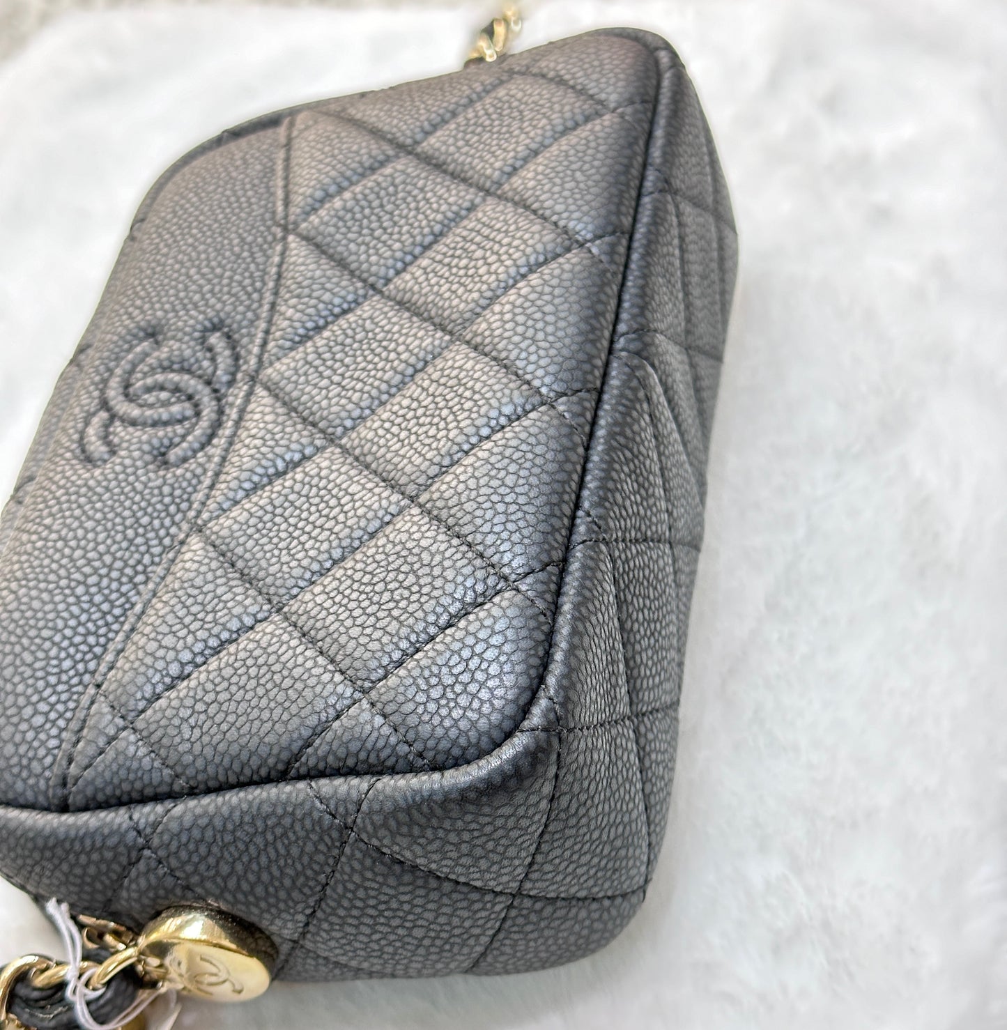 CHANEL Caviar Quilted Mini Coco Tassel Camera Case Black