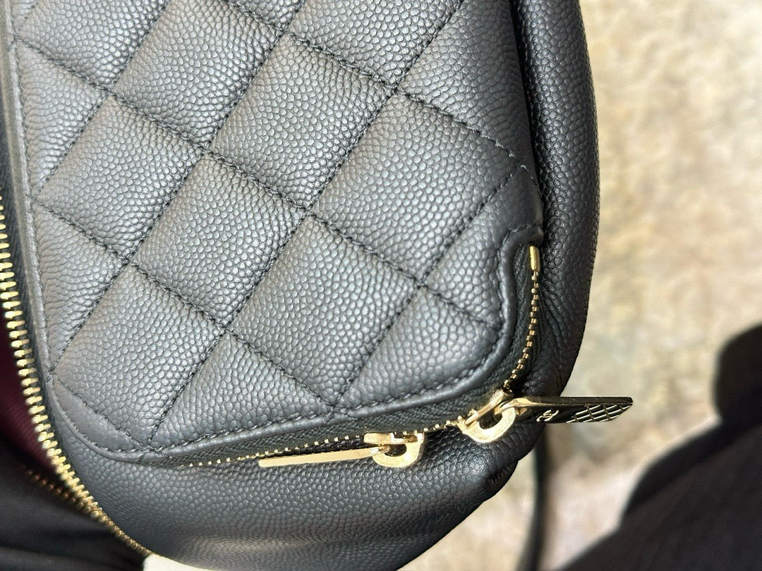 Chanel Black Quilted Caviar Leather Business Affinity Waist Belt Bag