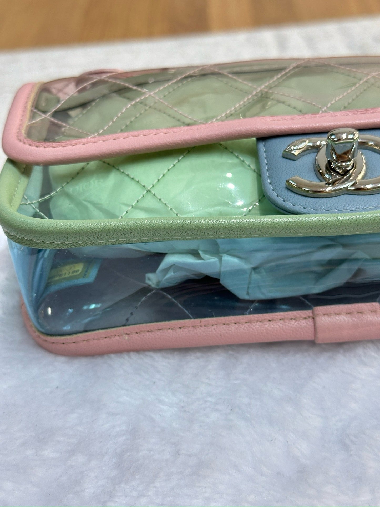 Chanel Mini Coco Splash PVC Flap Bag Pink/Green/Blue Silver Hardware