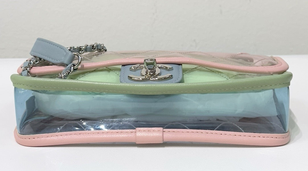 Chanel Mini Coco Splash PVC Flap Bag Pink/Green/Blue Silver Hardware