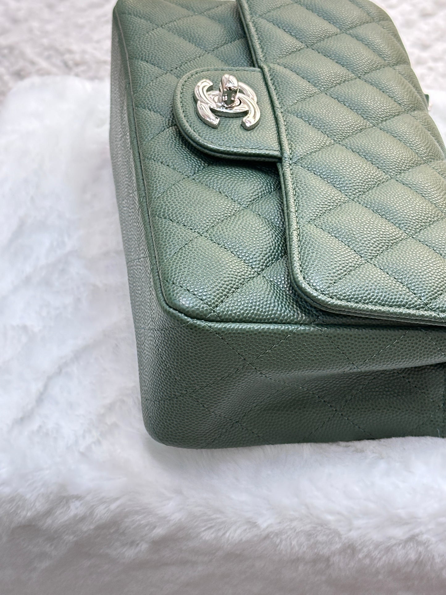 Chanel Caviar Quilted Mini Rectangular Flap Green