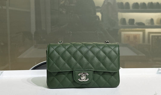 Chanel Mini Rectangular Classic Flap Bag Green