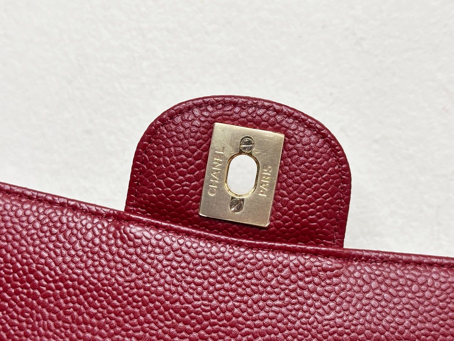 Chanel Caviar Classic Quilted Medium Double Flap Bordeaux Bag 1307 holo card