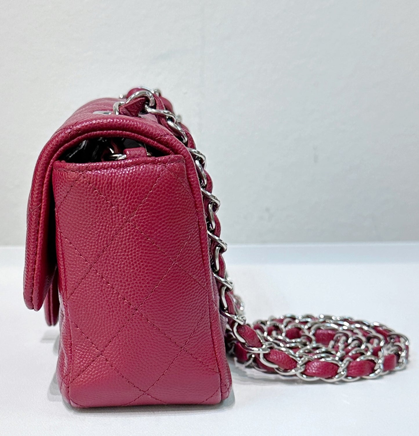 Chanel Mini Rectangular Caviar Quilted Flap Red 17B SHW