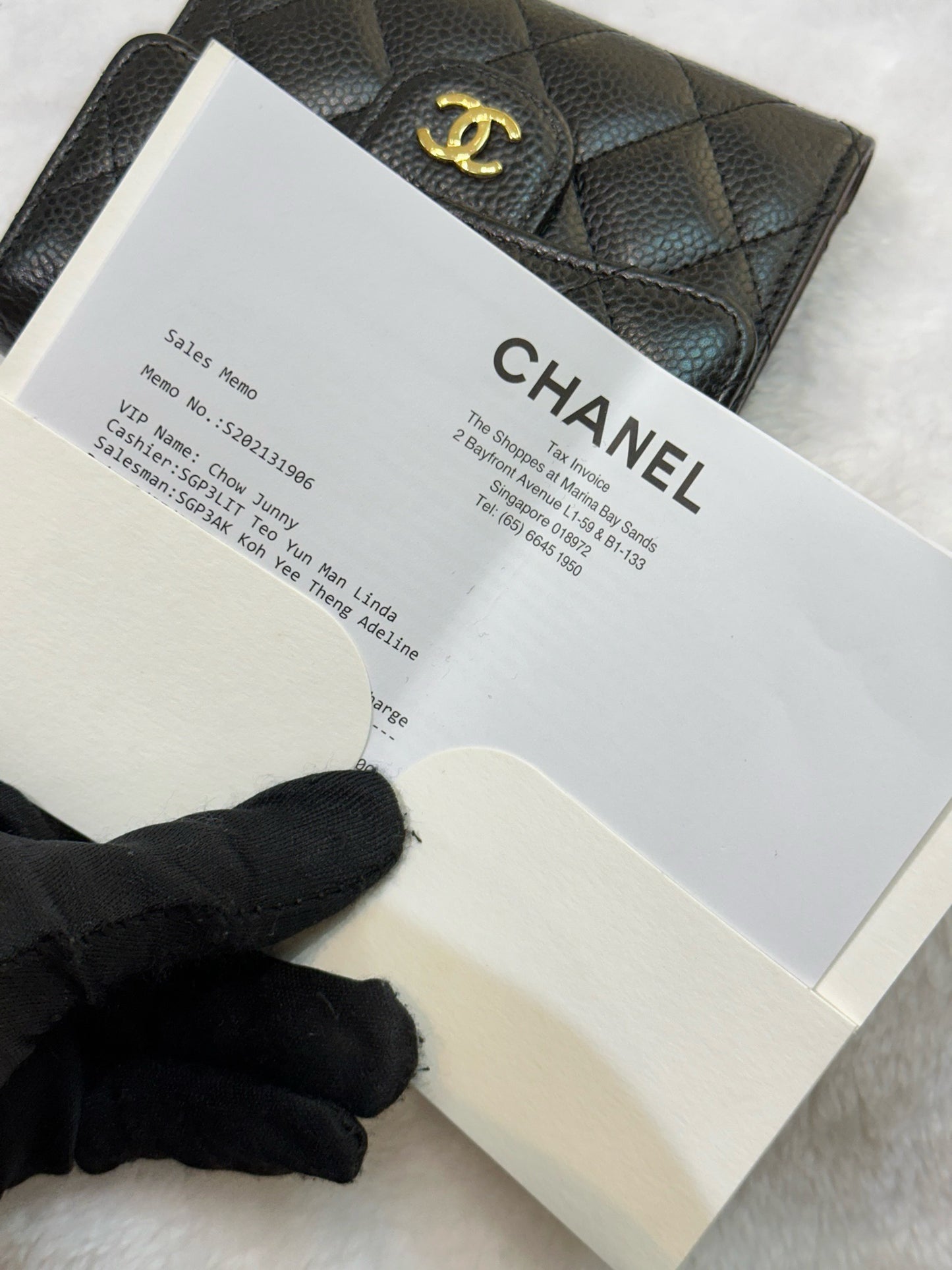 Chanel Flap Wallet Black Caviar GHW GPT tag