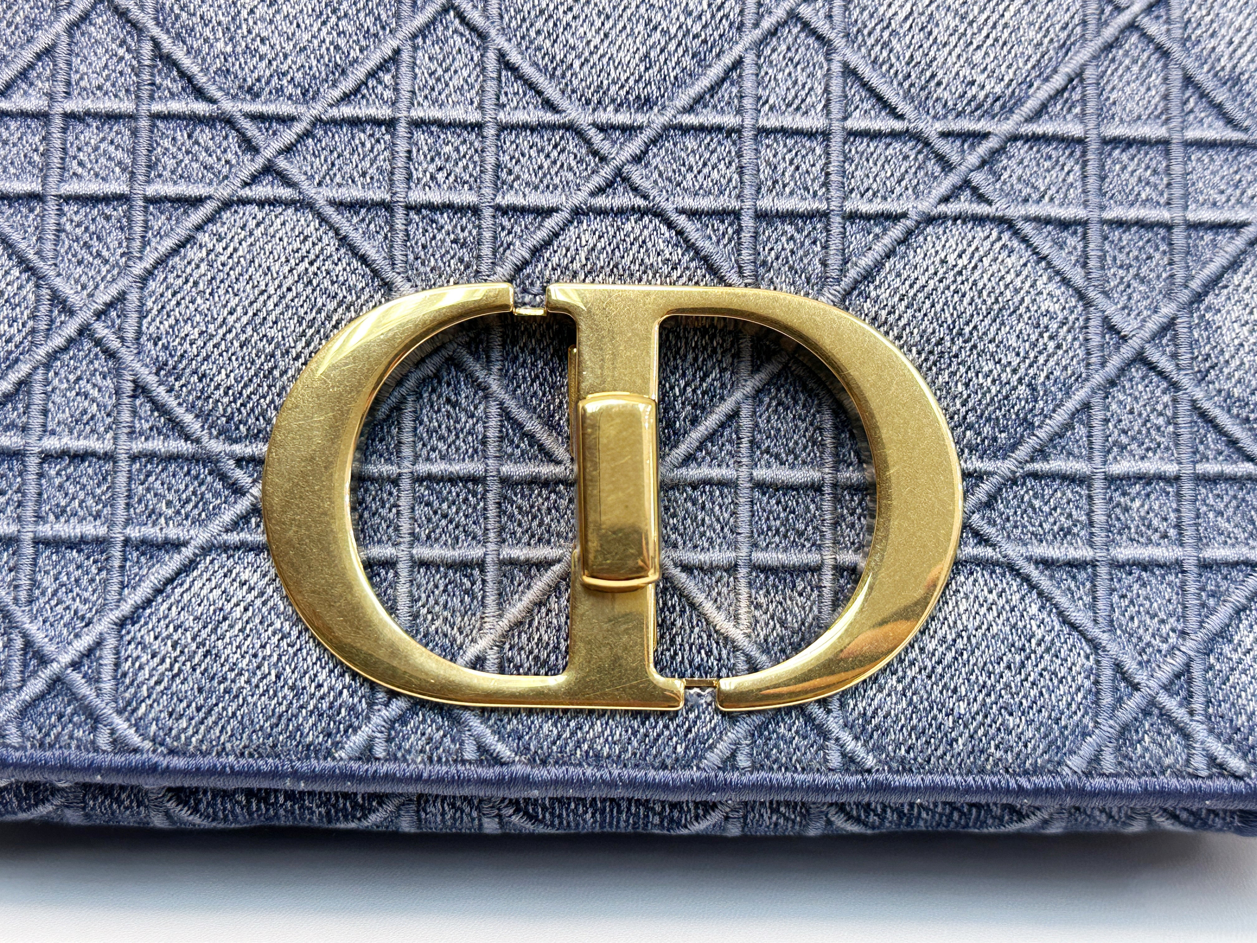 Christian Dior Denim Cannage Small Caro Bag Blue