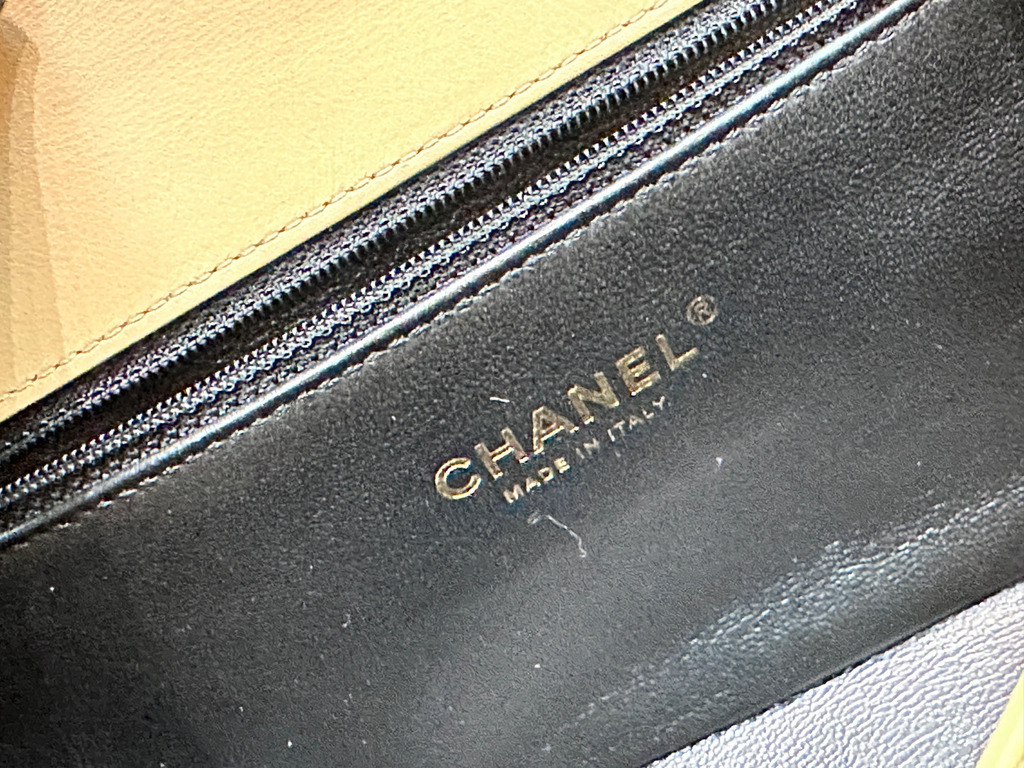 Chanel Small Caviar Quilted CC Filigree Flap Beige Black