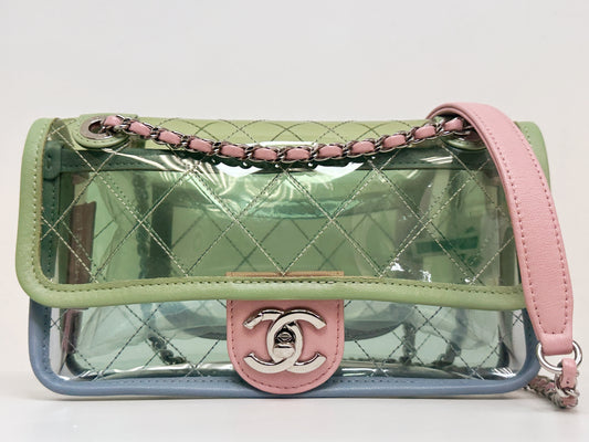 Chanel Coco Splash PVC Mini Flap Bag Green/Blue/Pink 2569 holo