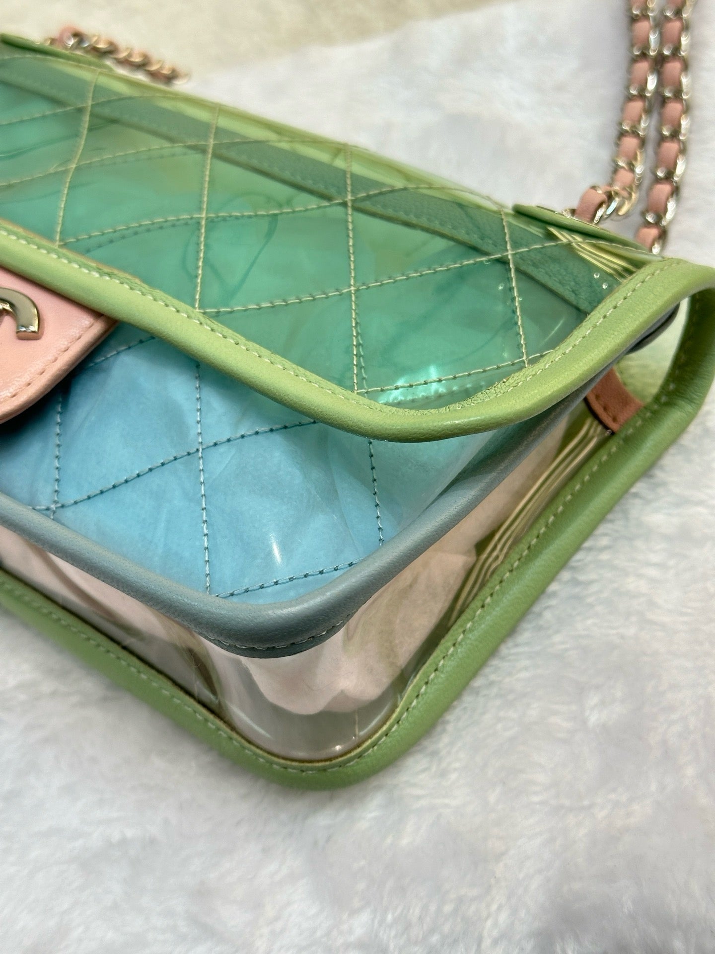 Chanel Mini Coco Splash PVC Flap Bag Blue/Green/Pink Silver Hardware