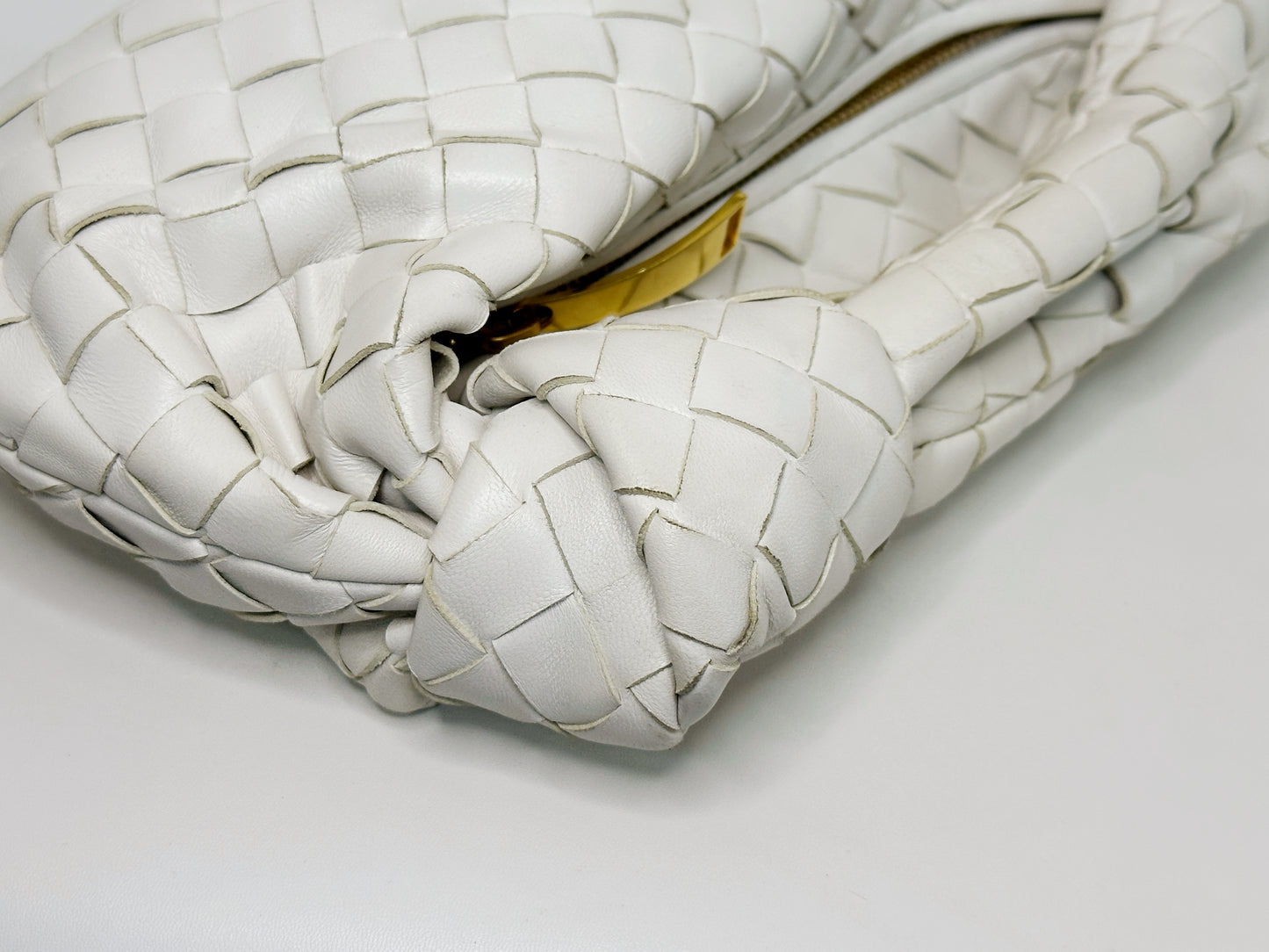 Bottega Veneta White Intrecciato Leather Mini Jodie Bag