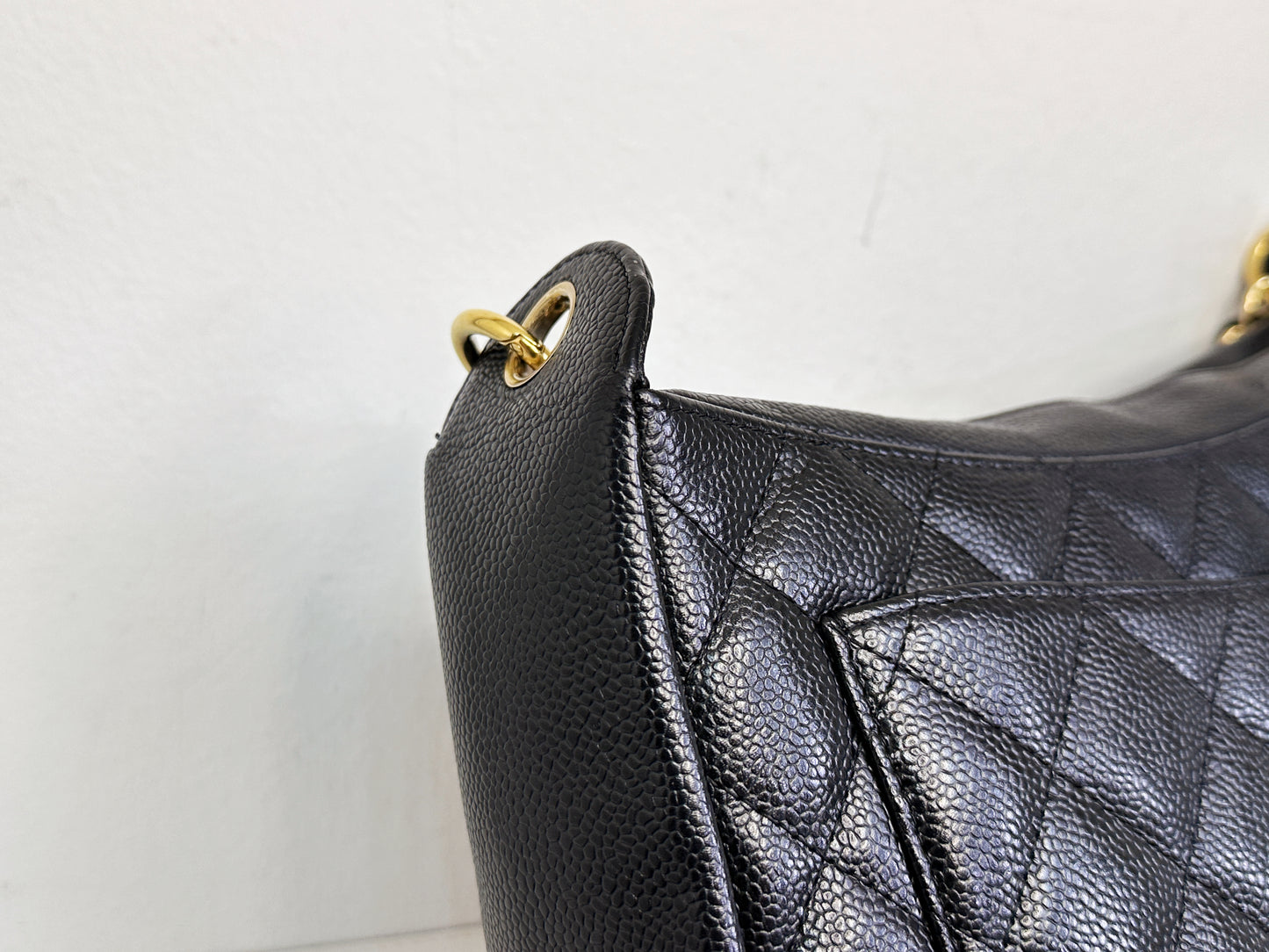 Chanel Black Quilted Caviar CC Logo Chain Shoulder Bag GHW 84 holo card