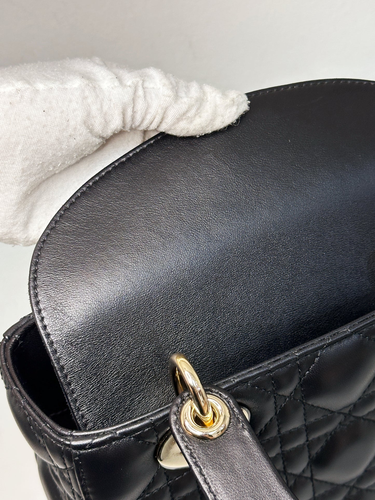 Christian Dior Small Cannage Lambskin My Lady Dior ABC Bag Black GHW