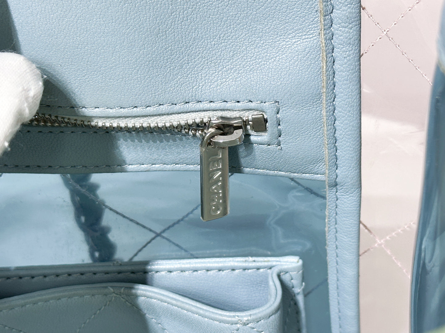 Chanel PVC Green/Pink/Blue Tote bag 2584 holo card