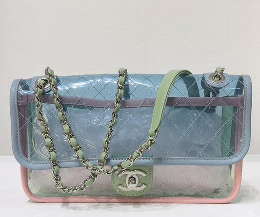 Chanel Medium Coco Splash PVC Flap Bag Blue/Green/Pink SHW