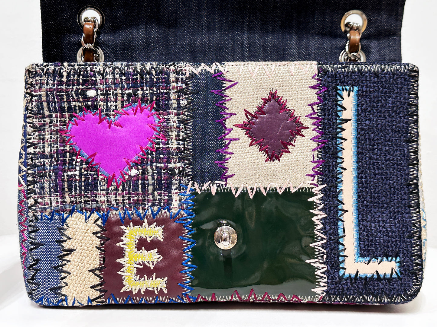 CHANEL TIMELESS PATCHWORK MULTICOLOR JUMBO SINGLE FLAP BAG 1630 holo card