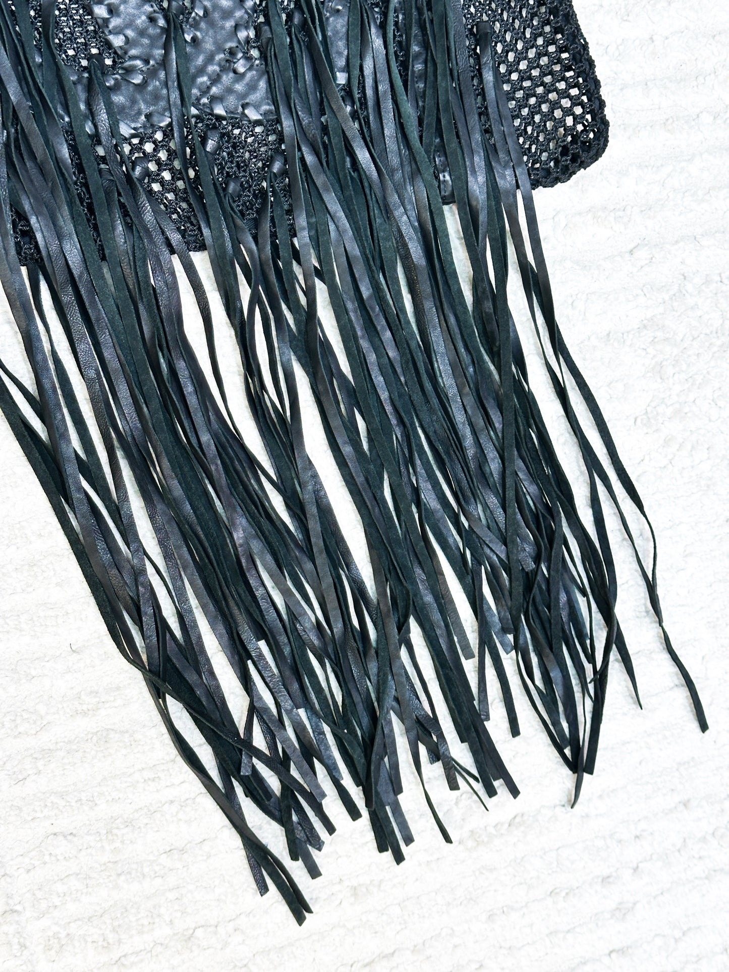 Chanel Limited Edition Resort 2011 Black Fringe Mesh Tote Bag 1373 holo card