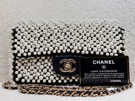 Chanel 19S Pearl On Flap Mini Rectangular Bag LGHW 2750 holo card
