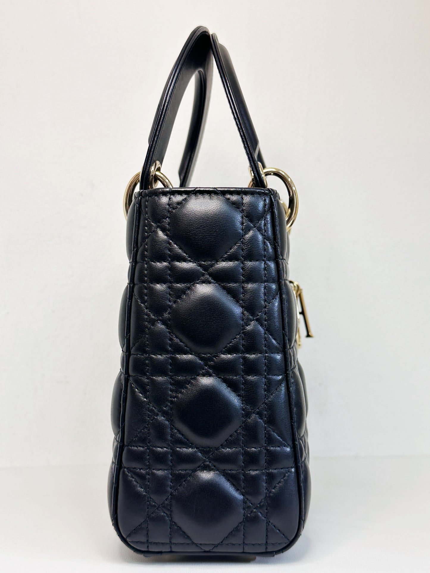 CHRISTIAN DIOR Lambskin Cannage Small My ABCDior Lady Dior Black GHW