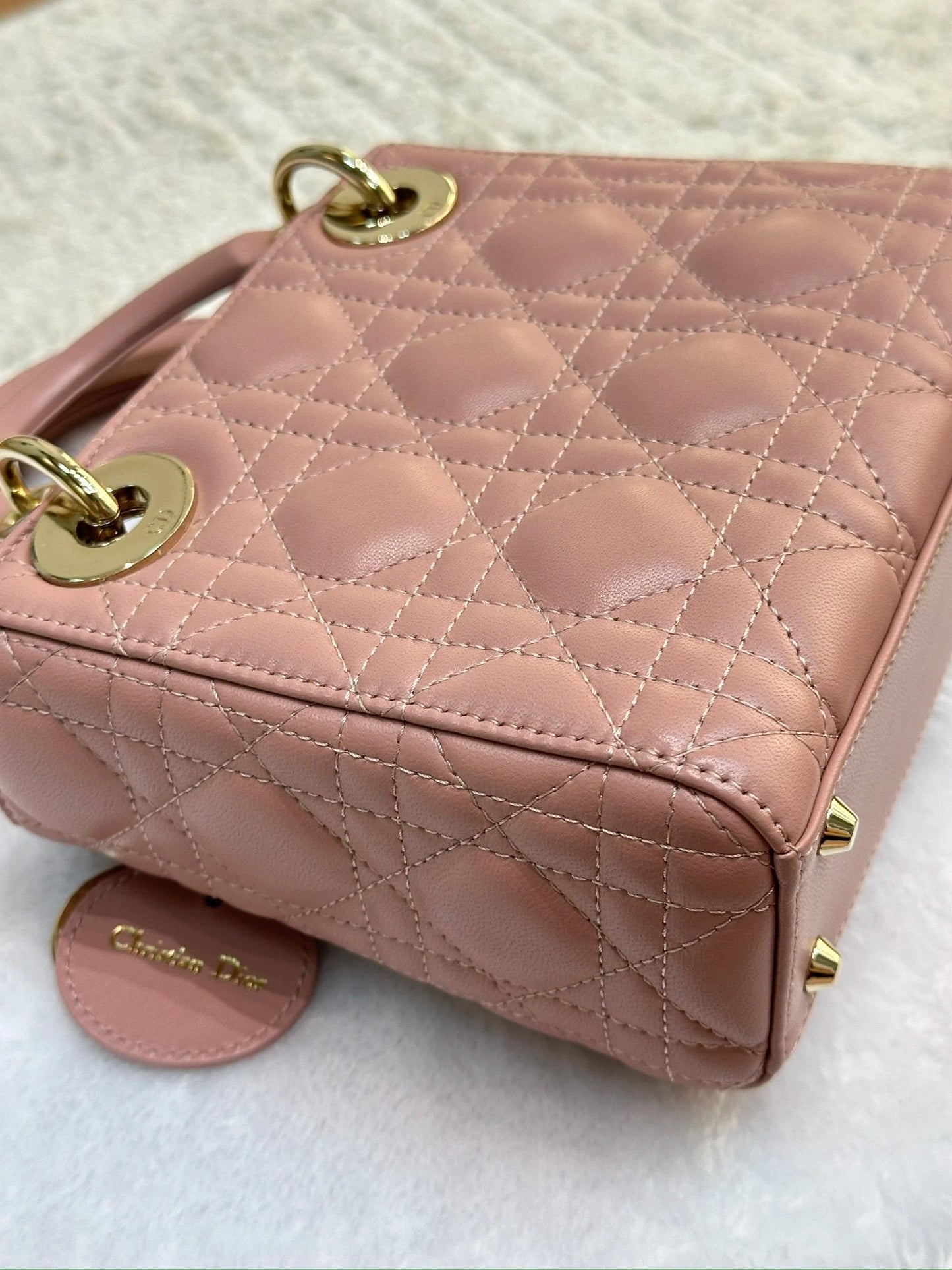 Christian Dior Mini Lambskin Cannage Lady Dior Pink GHW