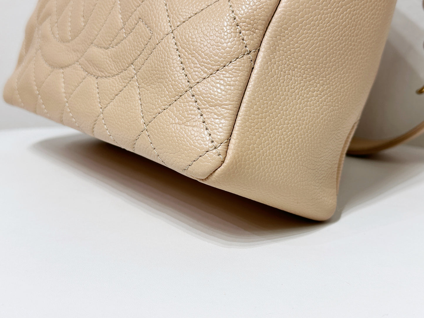 Chanel Caviar Quilted Petit Shopping Tote PST Beige GHW 1551 holo