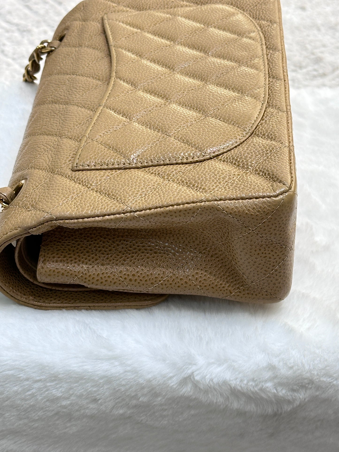 Chanel Small Caviar Quilted Double Flap Bag Beige